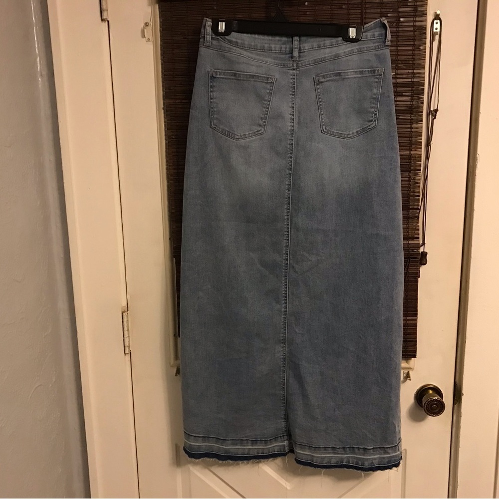 NWT Sincerely Jules High Slit Denim Maxi Skirt Size 7/28 - Picture 5 of 6